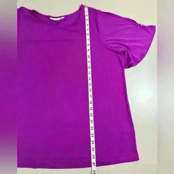 Susan Graver Liquid Knit Top with Split Sleeves Magenta Size 1X Fall Classic - Picture 6 of 13